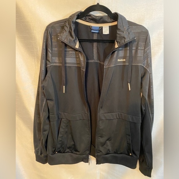 NWOT  Reebok Black Full Zip Jacket Shiny Woven Ladies Lg - Picture 8 of 13